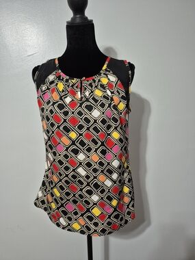 Banana Republic Geometric Print Sleeveless Blouse Tank Top Size Small